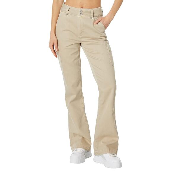 PAIGE Dion 32” High-Rise Wide-Leg Flare Cargo Jeans - Picture 1 of 16